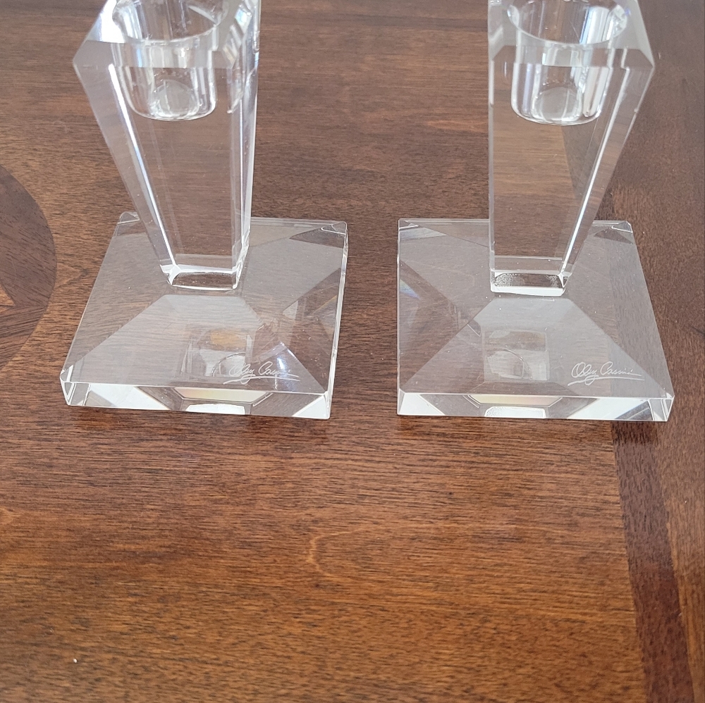 BEAUTIFUL BRAND NEW TWO CRYSTAL CANDLE HOLDER BY OLEG CASSINI
